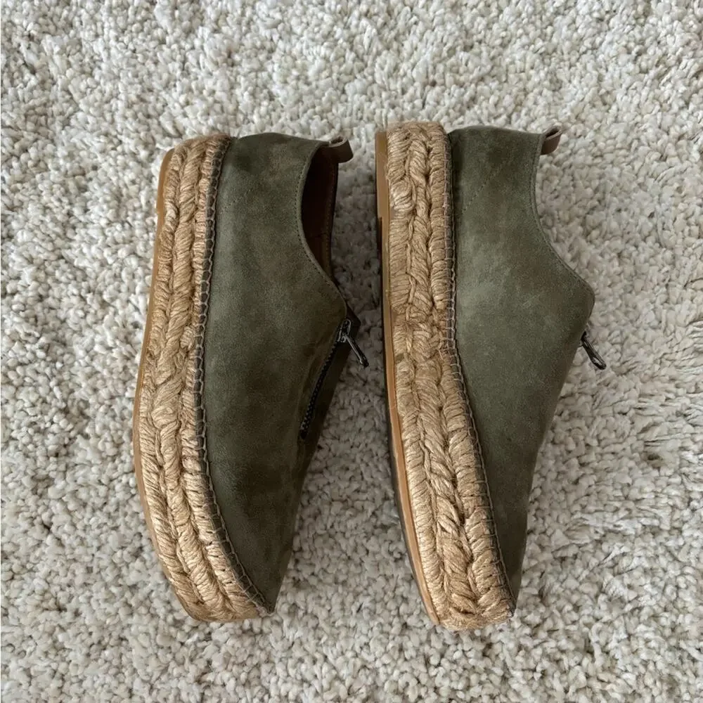 Eric Michael Serena Olive Green Suede Platform Espadrille Women’s Size 37